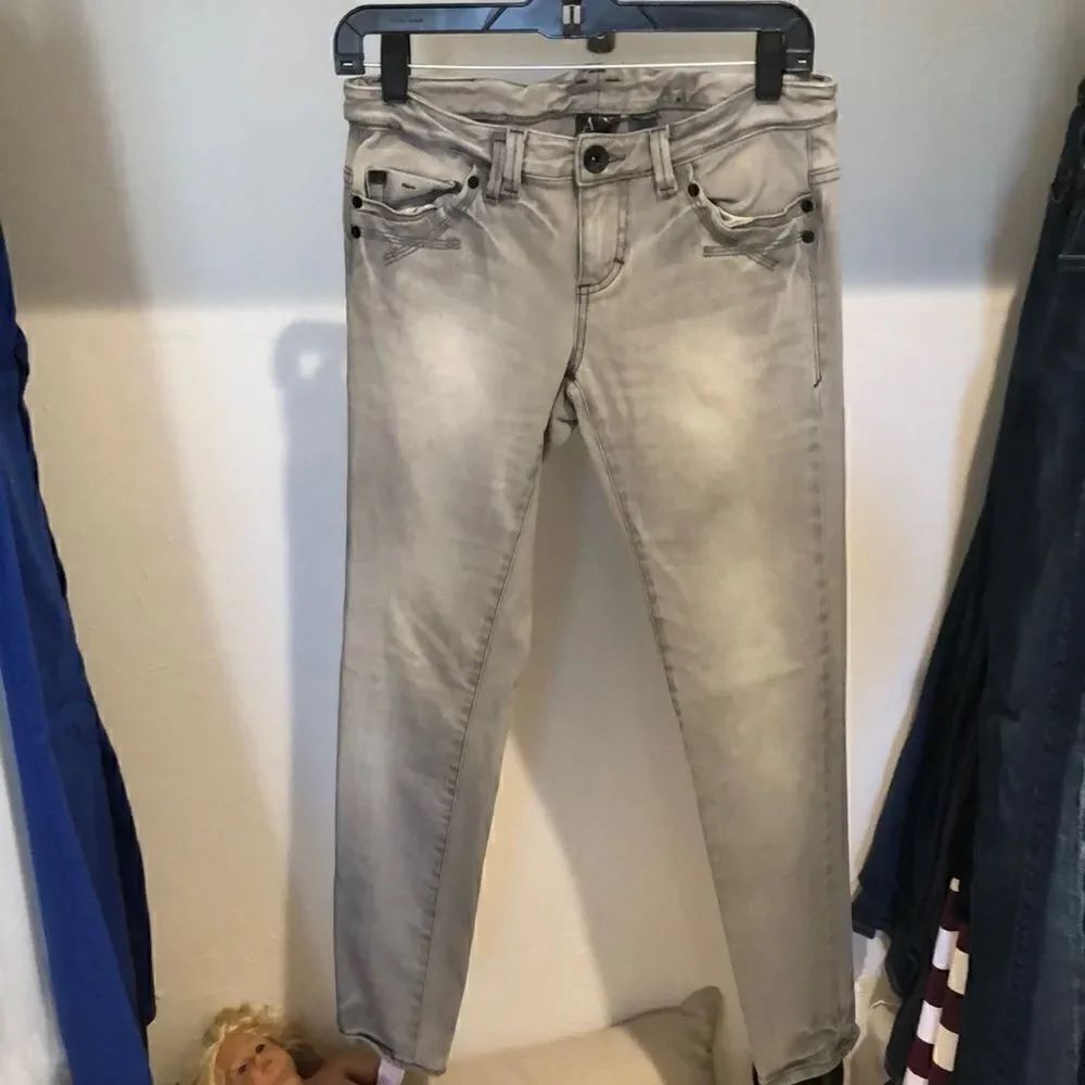 Armani Exchange distressed gray stretch denim sz 4